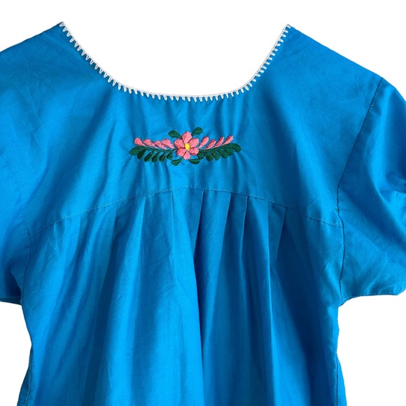 Handmade Mexican Blouse blue and purple XS - Picture 6 of 6